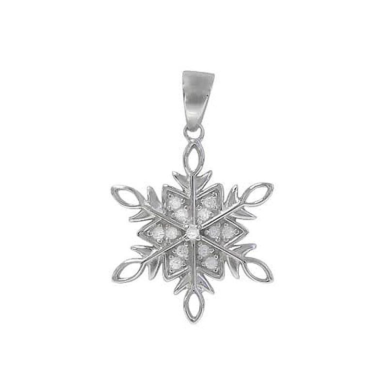 Sterling Silver and Cubic Zirconia Snowflake Pendant - CHCZ0975