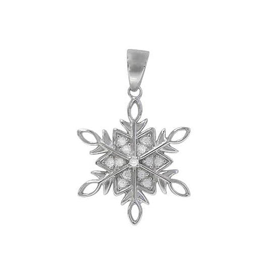Sterling Silver and Cubic Zirconia Snowflake Pendant - CHCZ0975