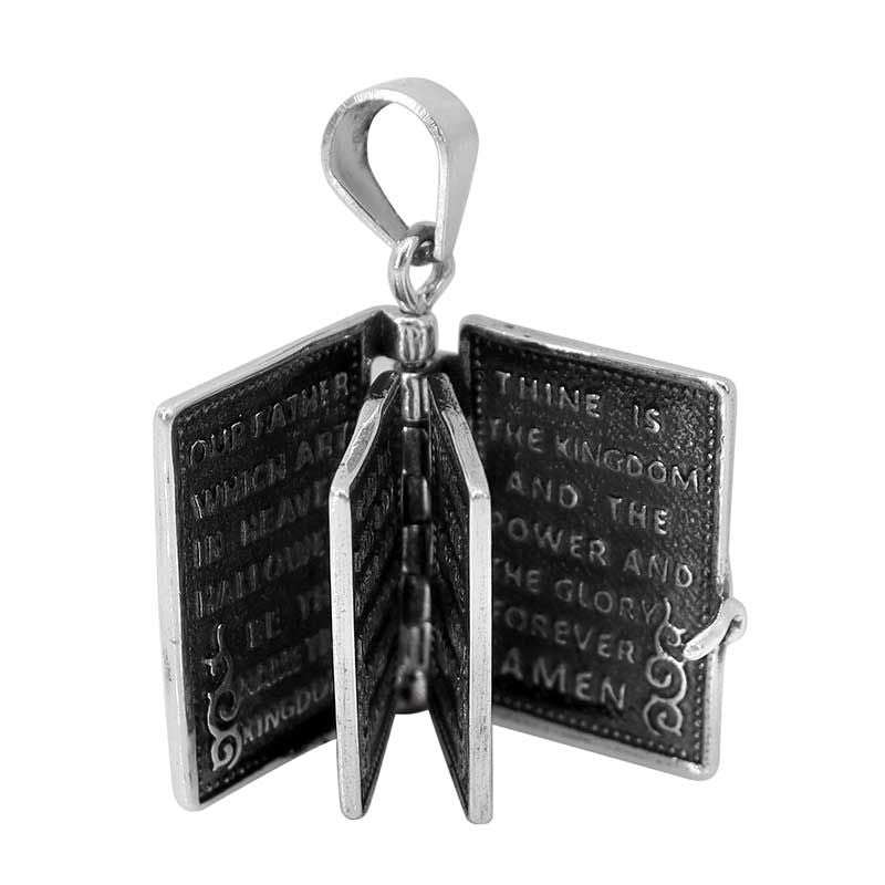 Sterling Silver Holy Bible Pendant with Lord's Prayer inside - CHPL5645
