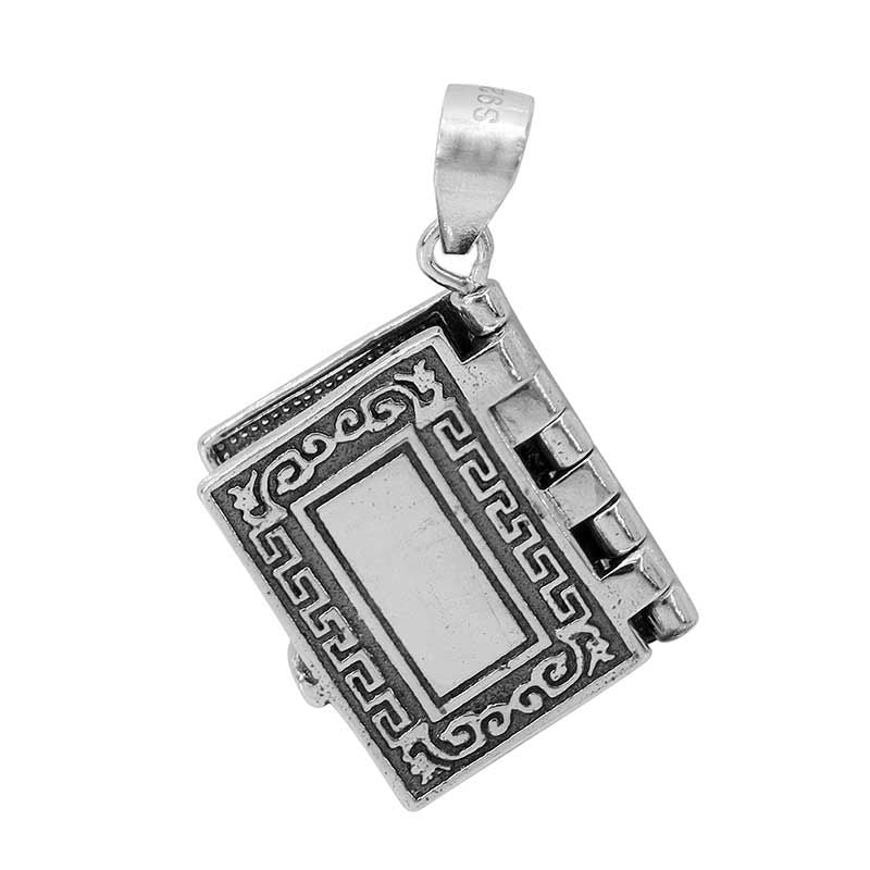 Sterling Silver Holy Bible Pendant with Lord's Prayer inside - CHPL5645