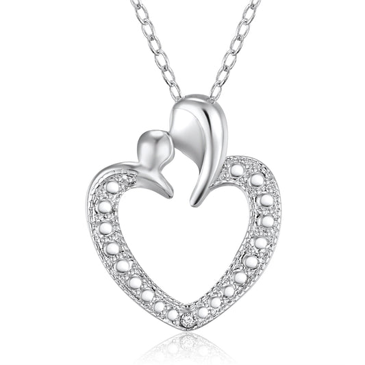 Sterling Silver Mom & Child Heart shaped Pendant (18" Chain Included)