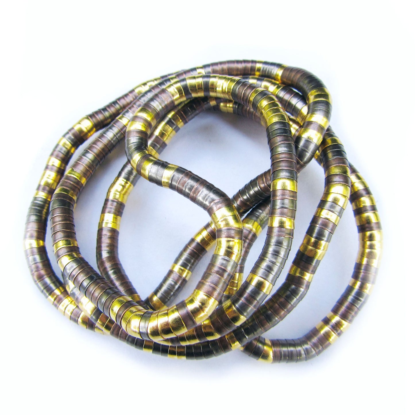 Tri-tone (Gold, Copper and Black) Moldable Flexible Bendy Snake Necklace - 5mm Width