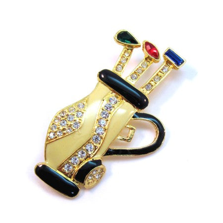Colourful Enamel and Crystal - Golf Club Bag - Golfing Brooch