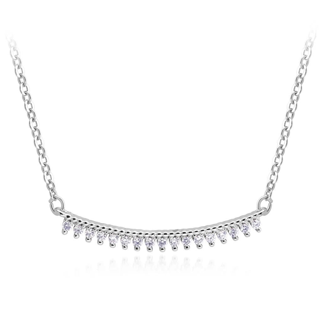 Silver plated Cubic Zirconia Bar necklace - Fashion Jewellery
