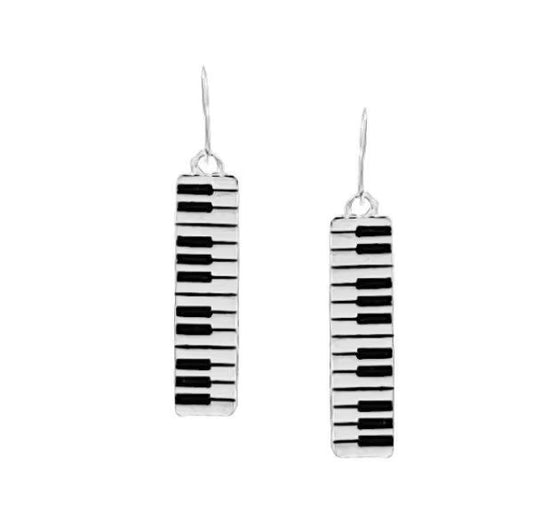 Silver-plated Piano Keys Keyboard Music Lover Earrings - Chelsea Pewter