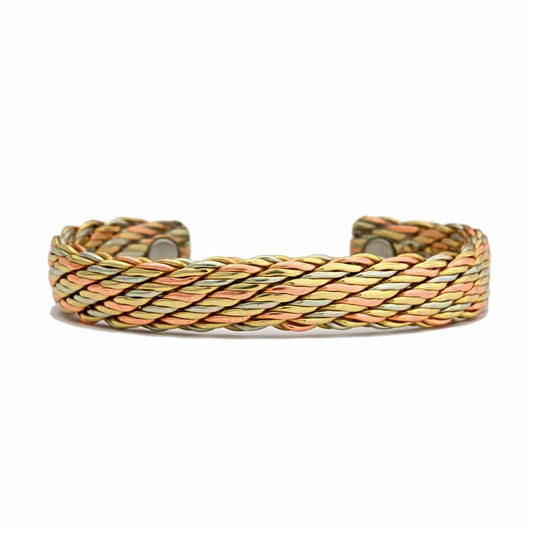 Life's Tapestry Tri-metal Woven Copper Bracelet w/Magnets #783