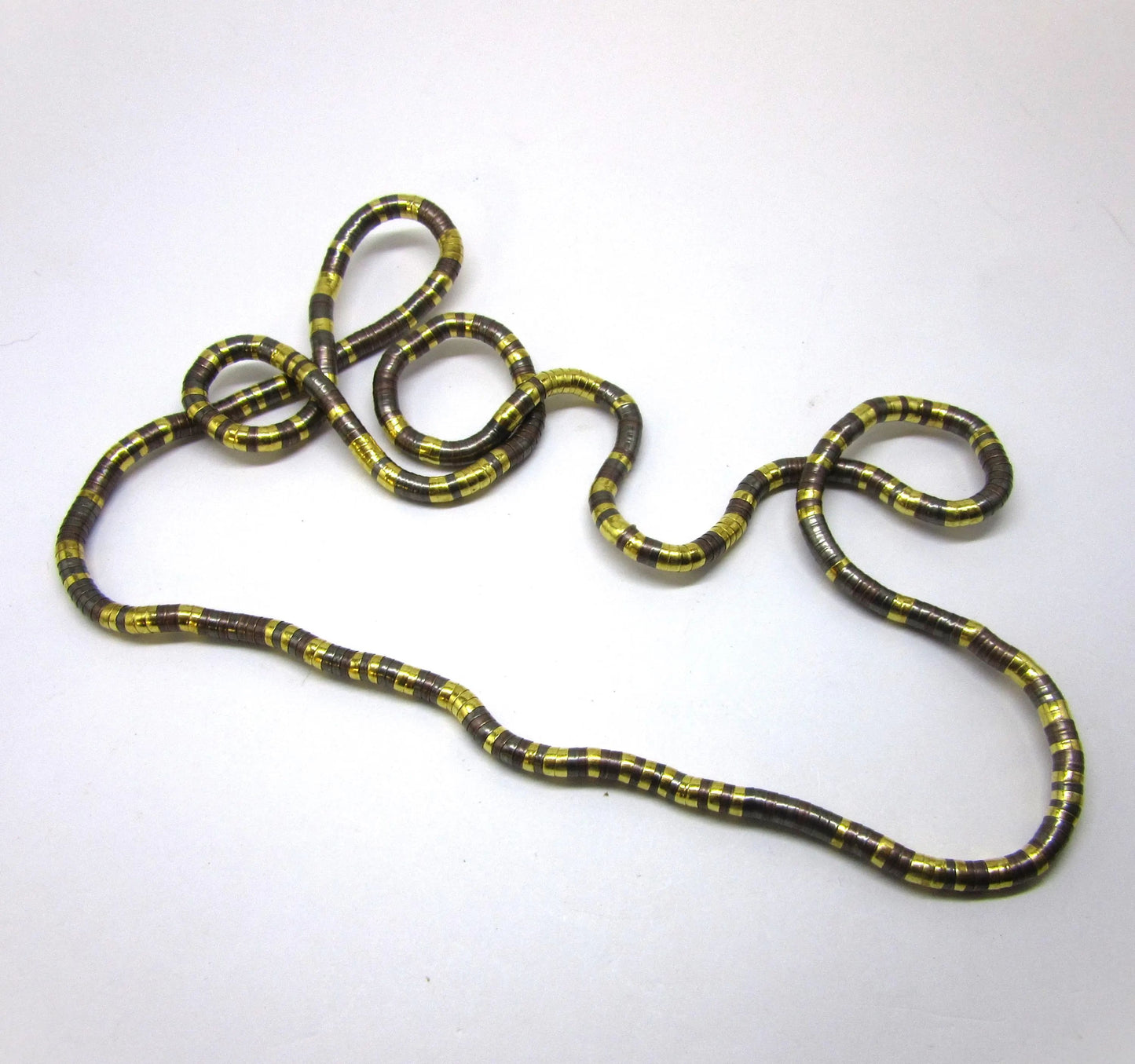 Tri-tone (Gold, Copper and Black) Moldable Flexible Bendy Snake Necklace - 5mm Width