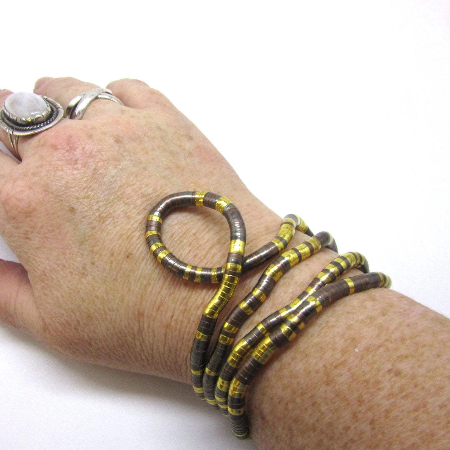 Tri-tone (Gold, Copper and Black) Moldable Flexible Bendy Snake Necklace - 5mm Width