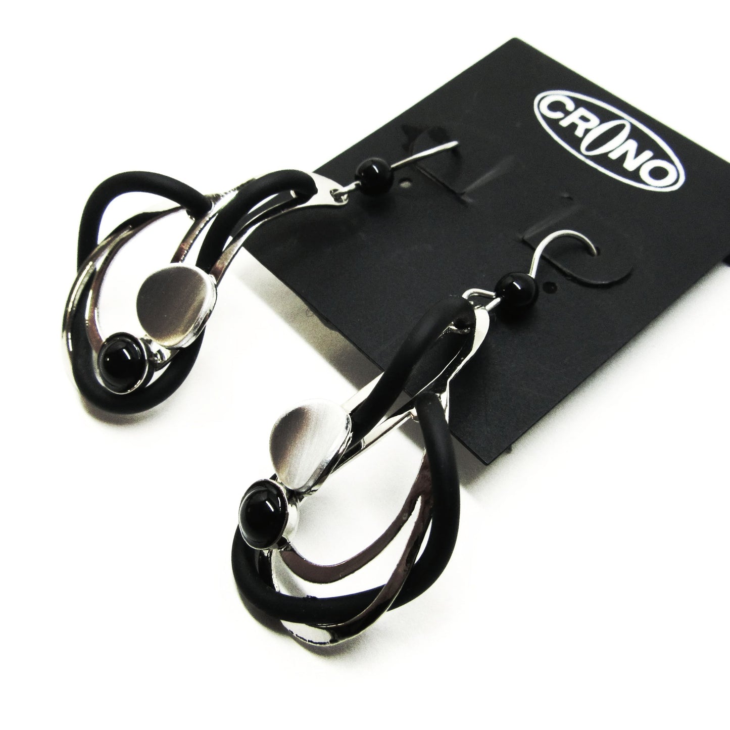 Christophe POLY Silver and Black Rubber - Dangle Earrings
