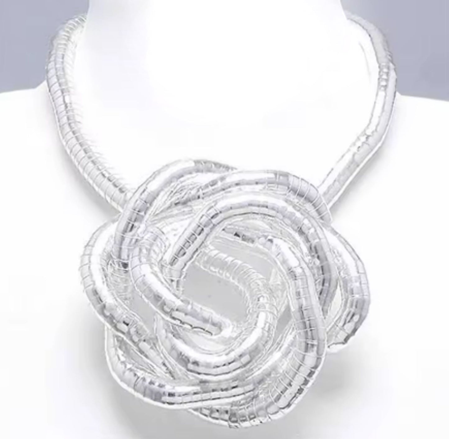 Thicker Silver Moldable Flexible Bendy Snake Necklace - 7mm Width