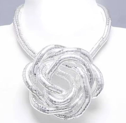 Thicker Silver Moldable Flexible Bendy Snake Necklace - 7mm Width