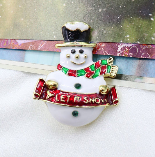 'Let it Snow' Colourful Snowman Brooch - Fashion Jewelry Pin