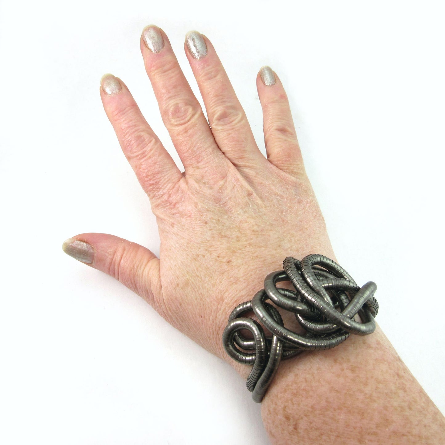 Black Rhodium plated Moldable Flexible Bendy Snake Necklace - 5mm Width