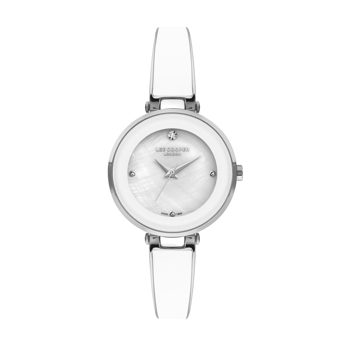 LEE COOPER White Enamel and Silver Bangle-style Watch - LC07412.320