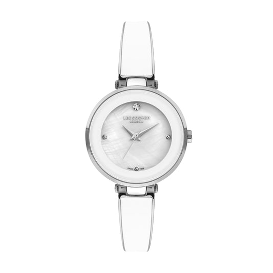 LEE COOPER White Enamel and Silver Bangle-style Watch - LC07412.320